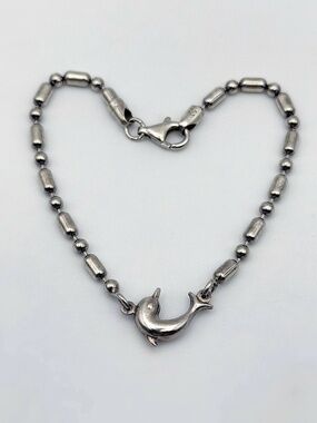 925 Sterling Silver Ocean Dolphin bracelet 8”